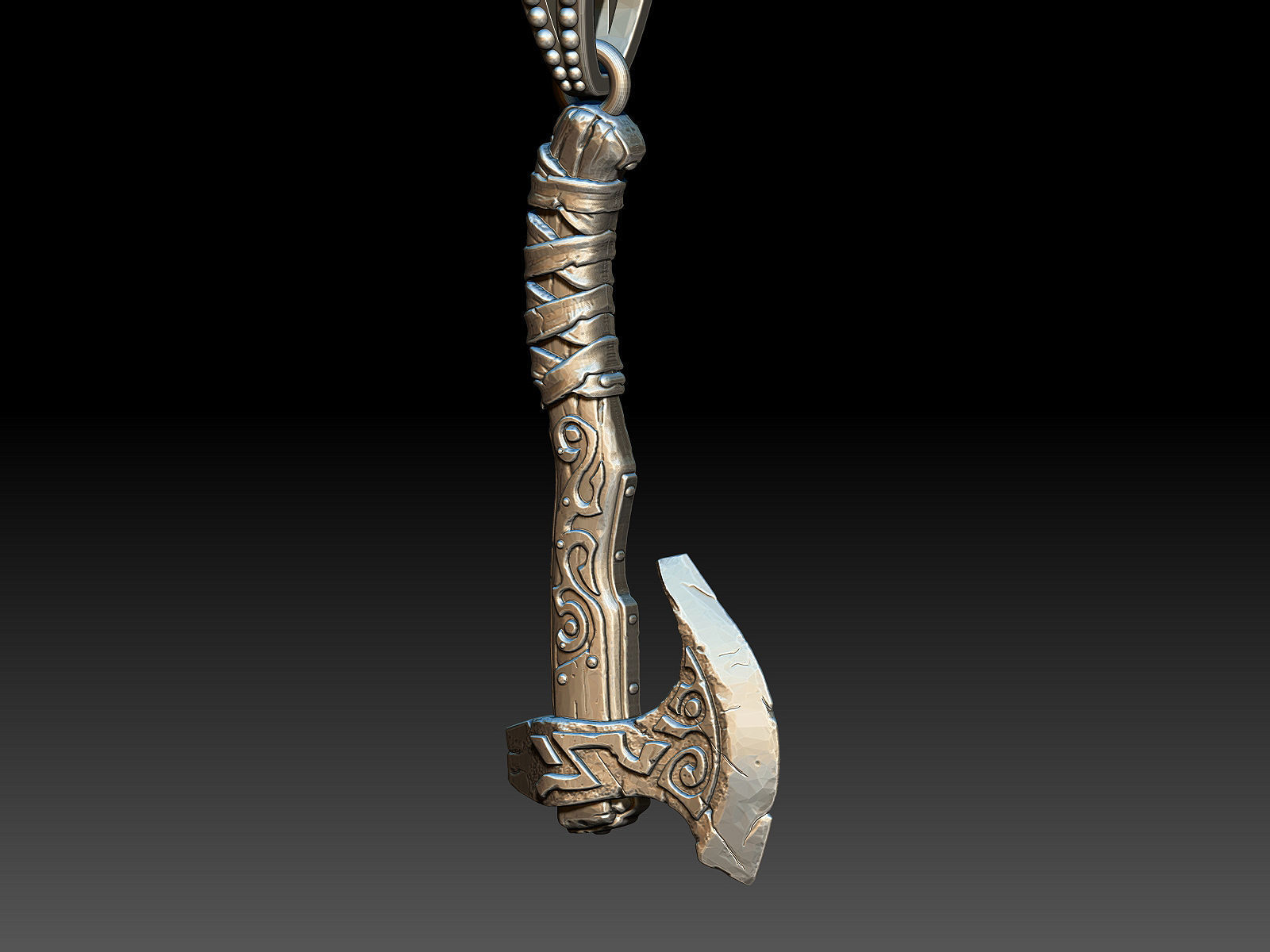 Pendant Axe Silver Gold  Print 3D print model_7