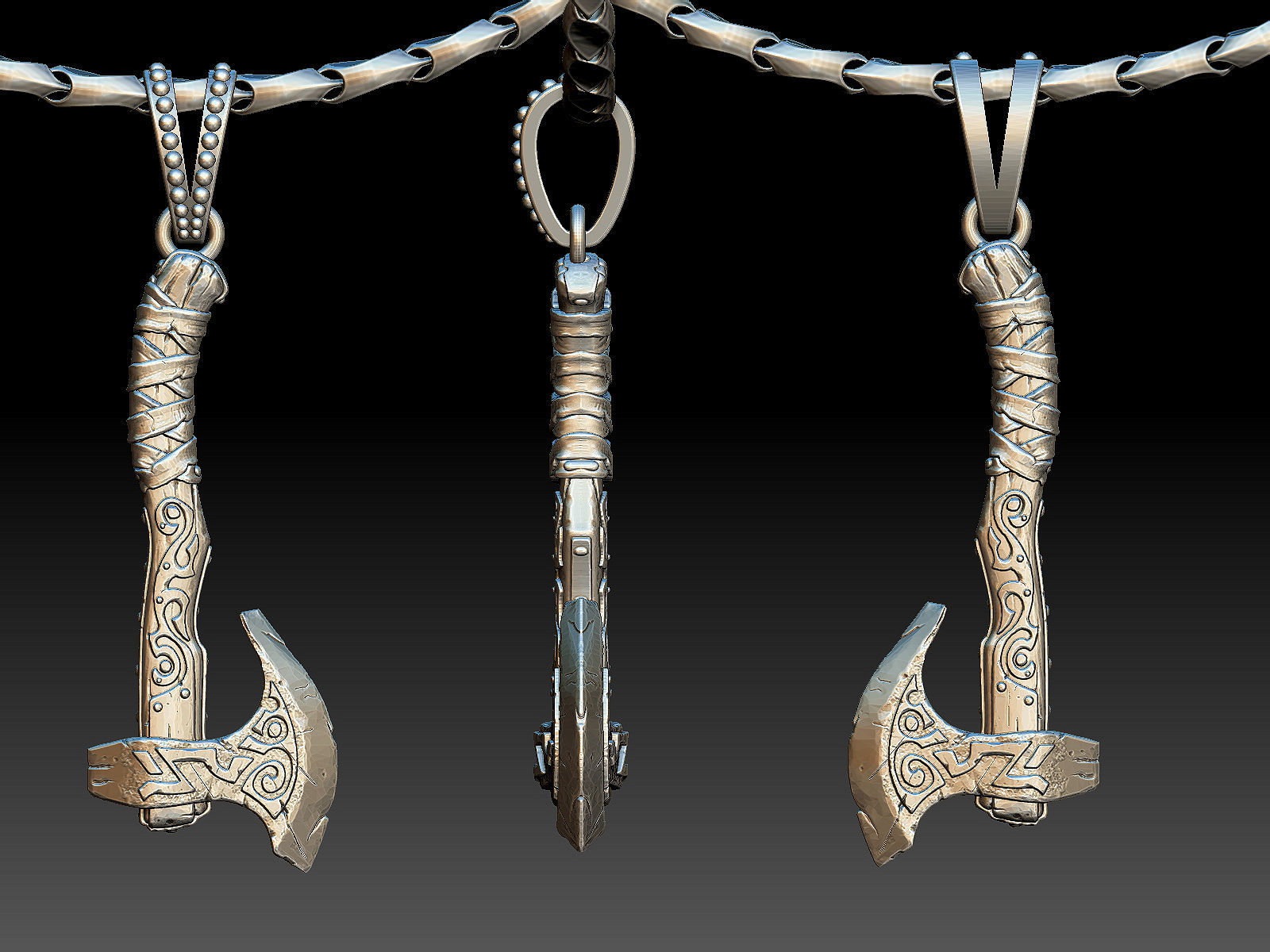 Pendant Axe Silver Gold  Print 3D print model_4