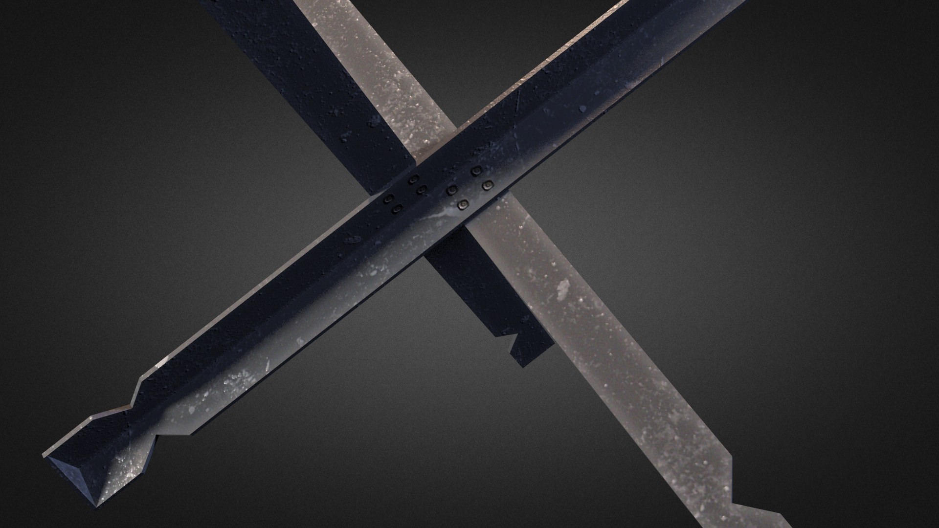 Hedgehog metal cross Low-poly 3D model_2