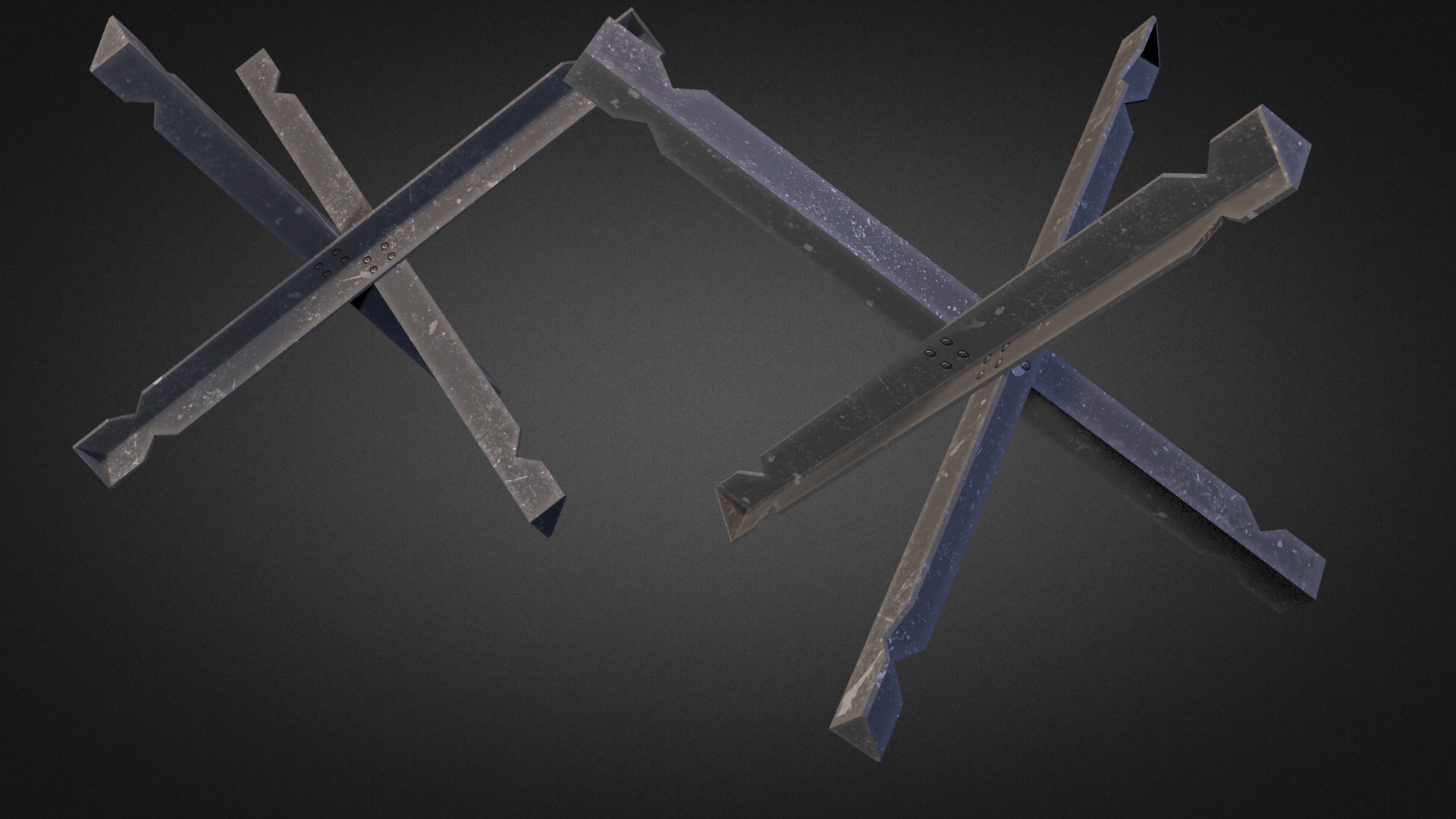 Hedgehog metal cross Low-poly 3D model_1