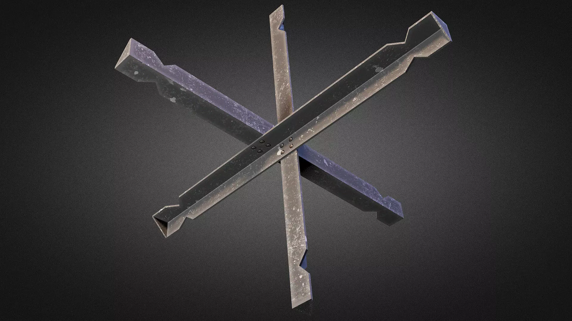 Hedgehog metal cross Low-poly 3D model_0
