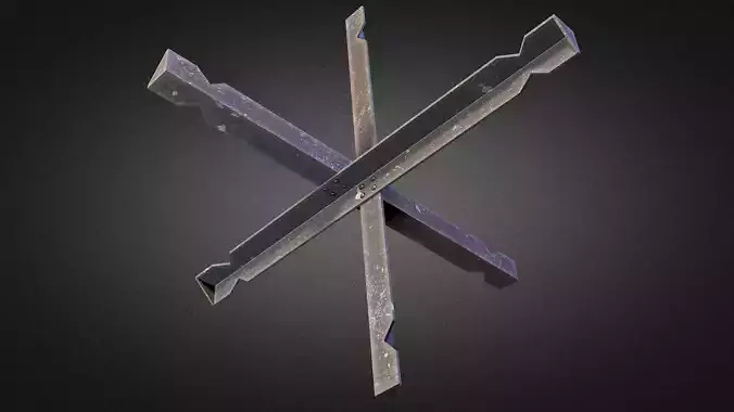 Hedgehog metal cross Low-poly 3D model