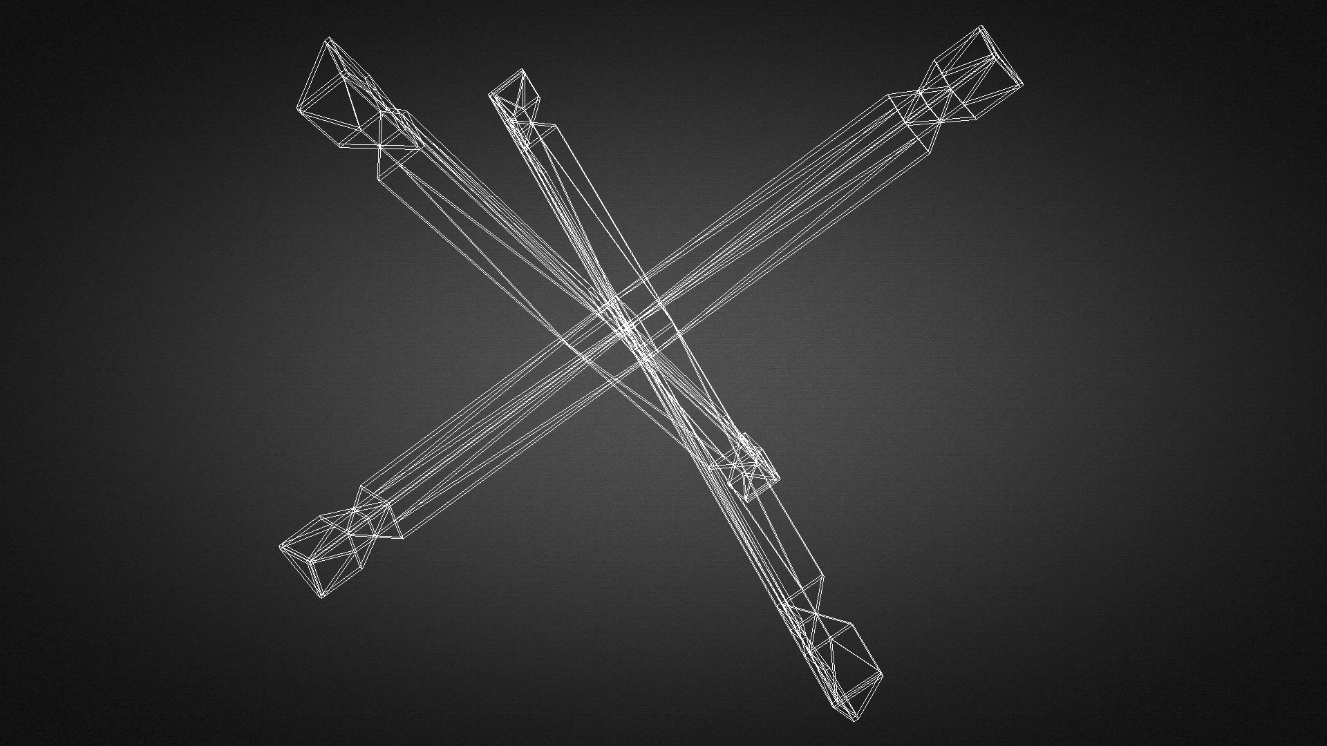 Hedgehog metal cross Low-poly 3D model_4