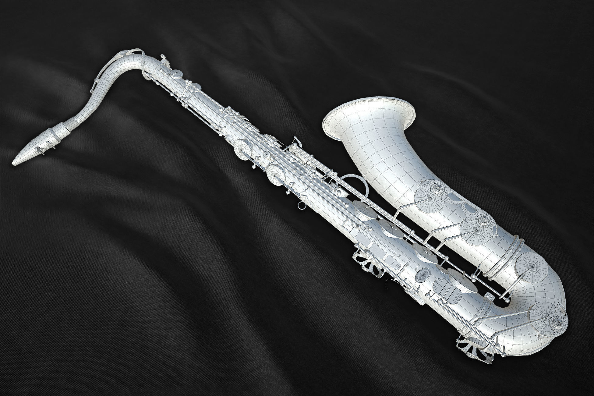 Red Saxophone Low-poly 3D model_5