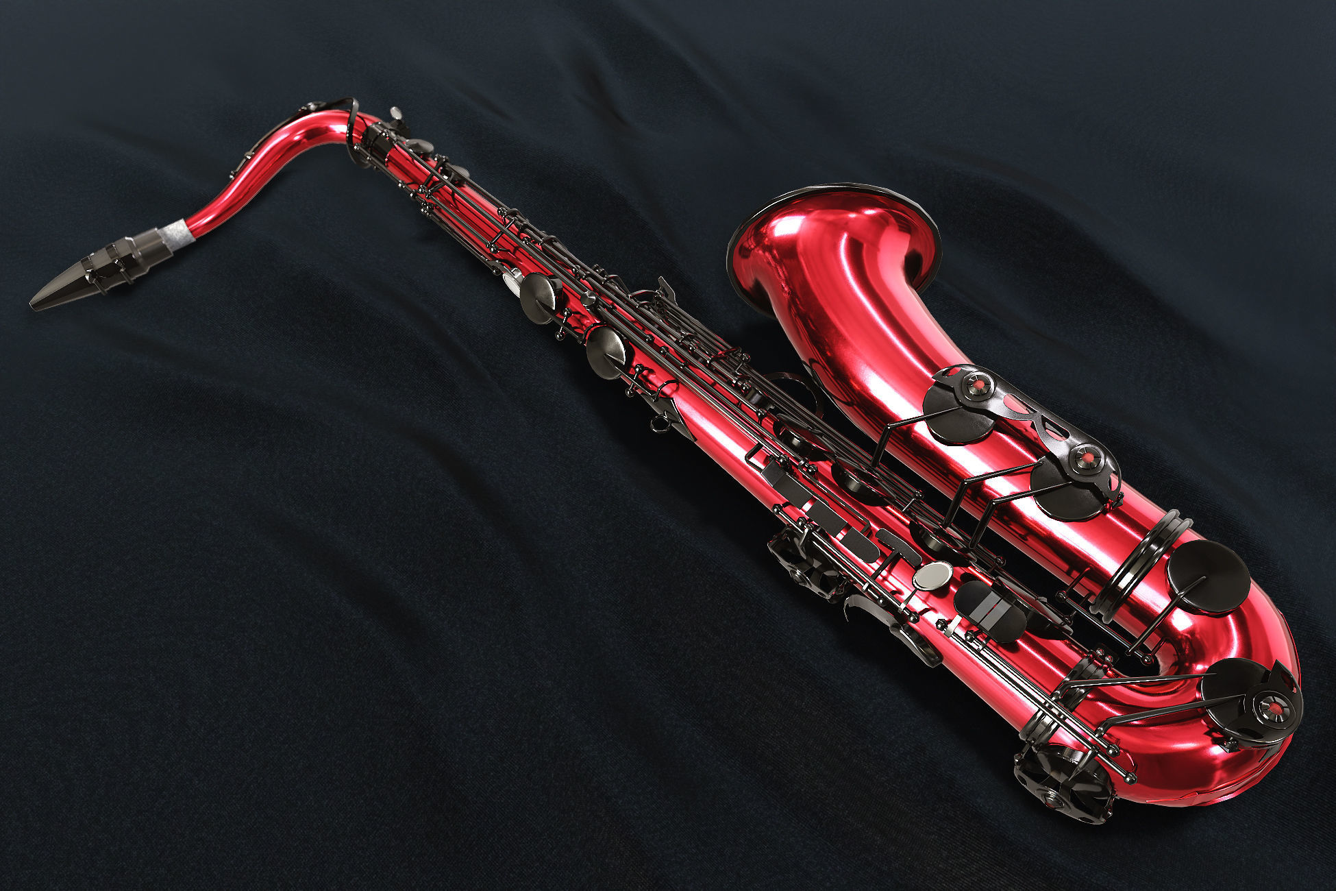 Red Saxophone Low-poly 3D model_4