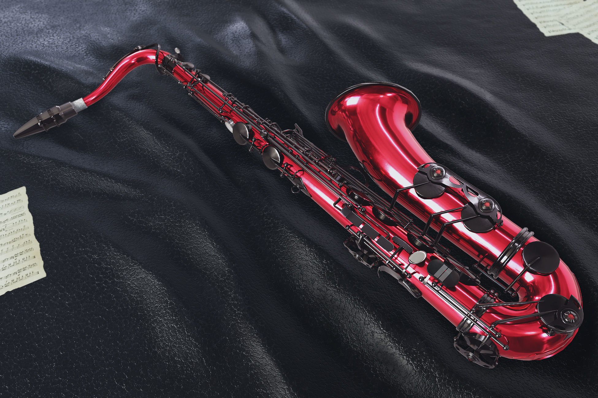 Red Saxophone Low-poly 3D model_3