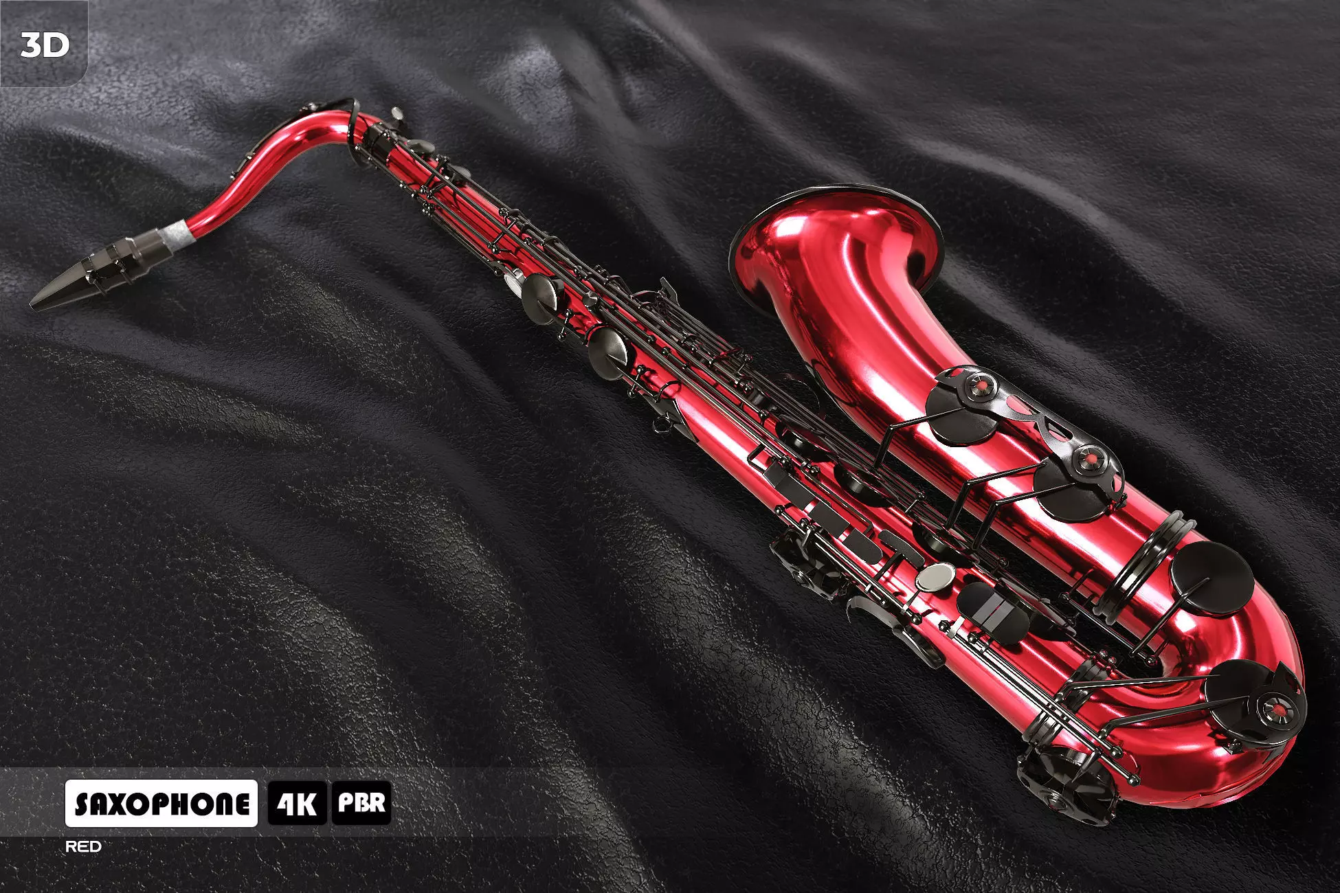 Red Saxophone Low-poly 3D model_0