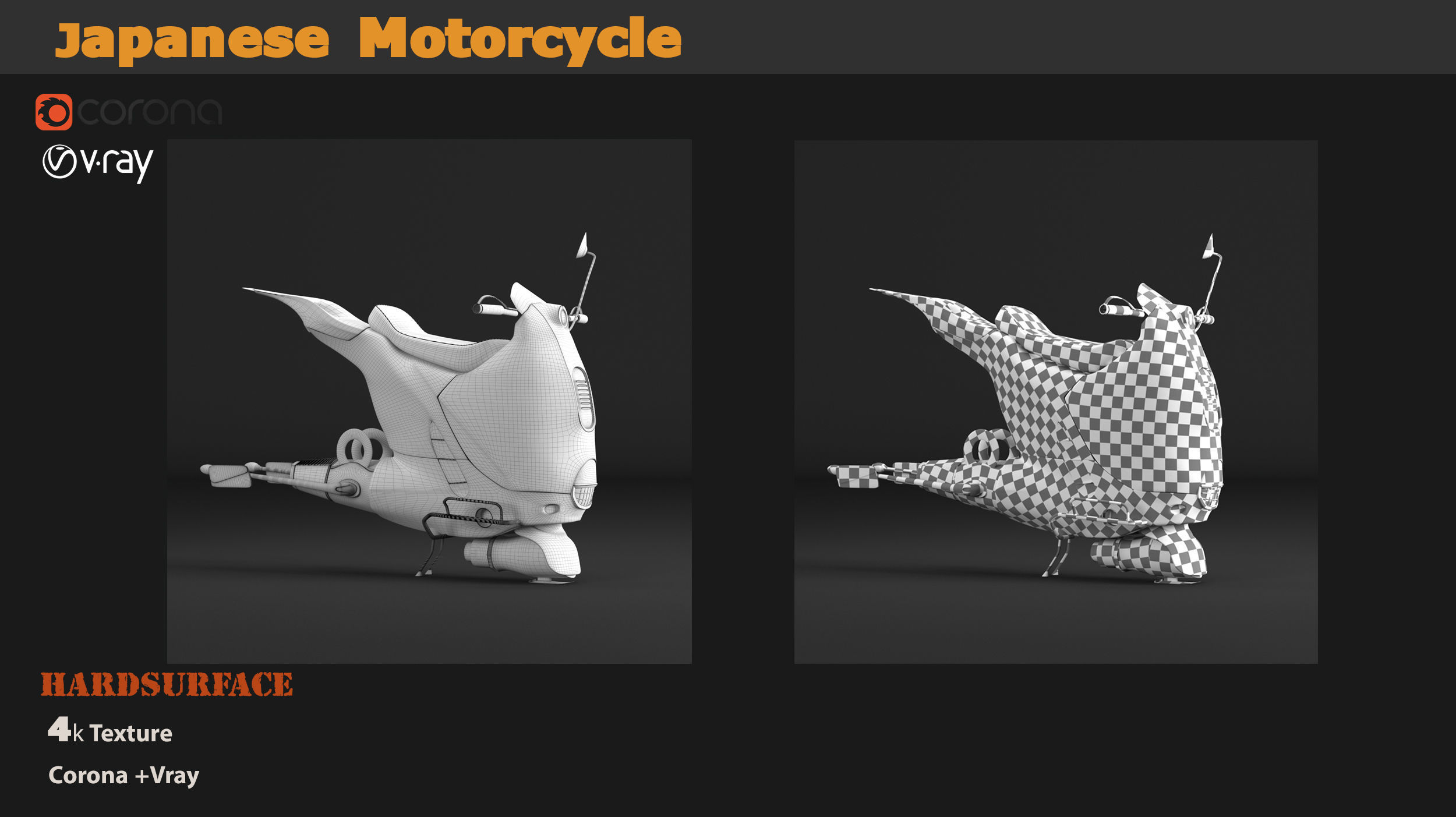 two Japanese modern Motorcycle 3D model_8