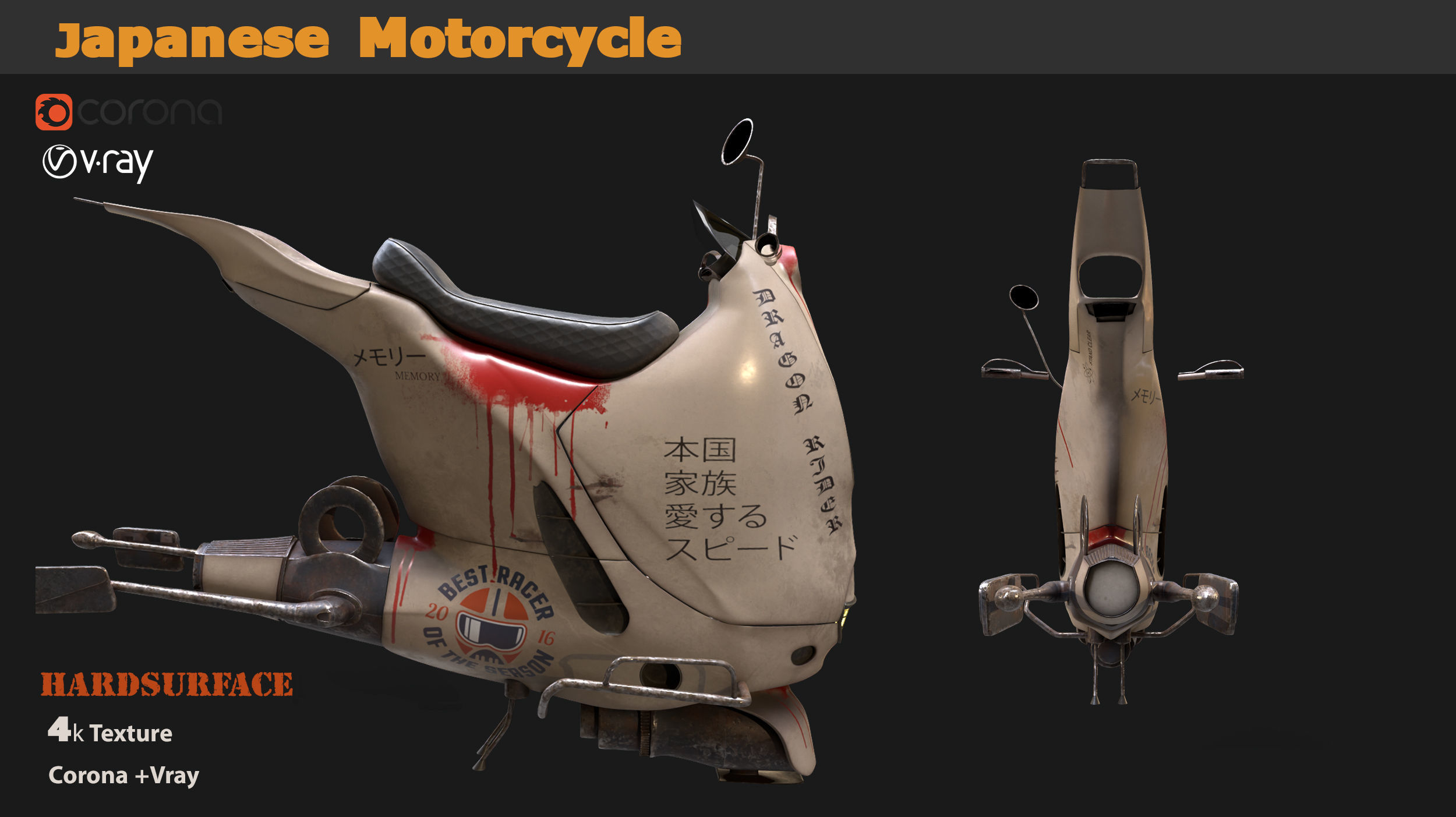 two Japanese modern Motorcycle 3D model_4