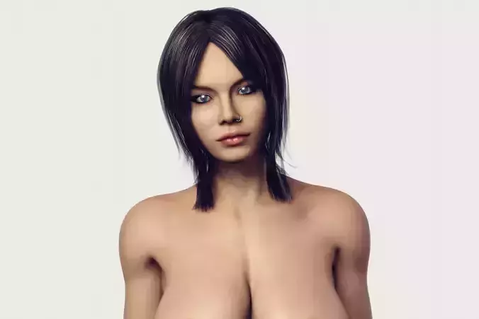 Naked Busty Woman - Fully Rigged 3D model