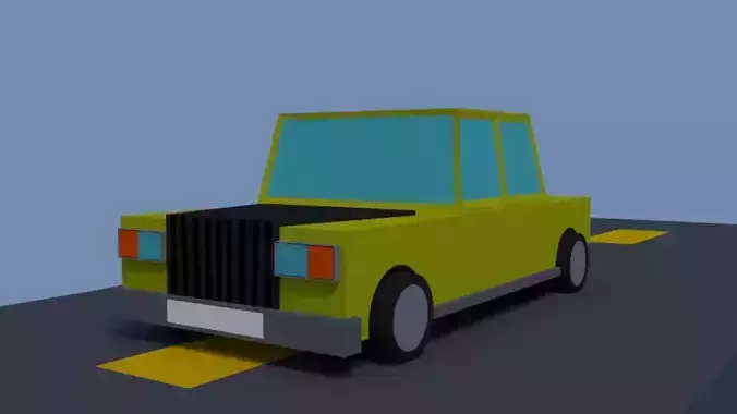 passenger yellow car low poly