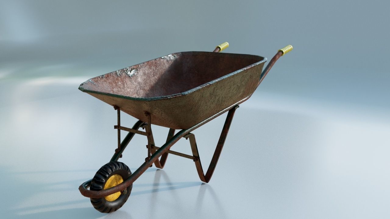 WheelBarrow Low-poly 3D model_1