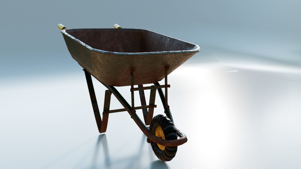 WheelBarrow Low-poly 3D model_2