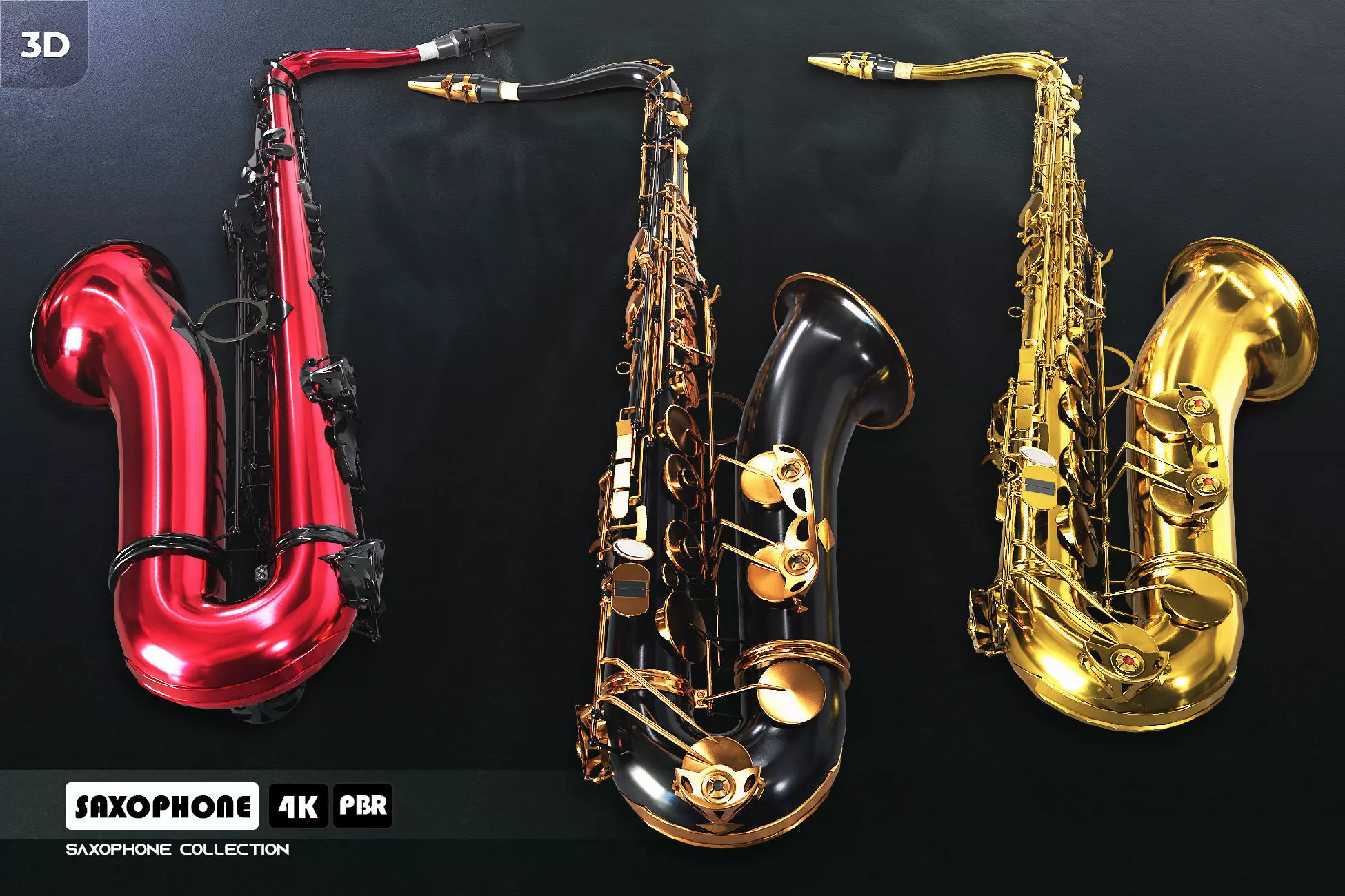 Saxophone Collection Low-poly 3D model_0