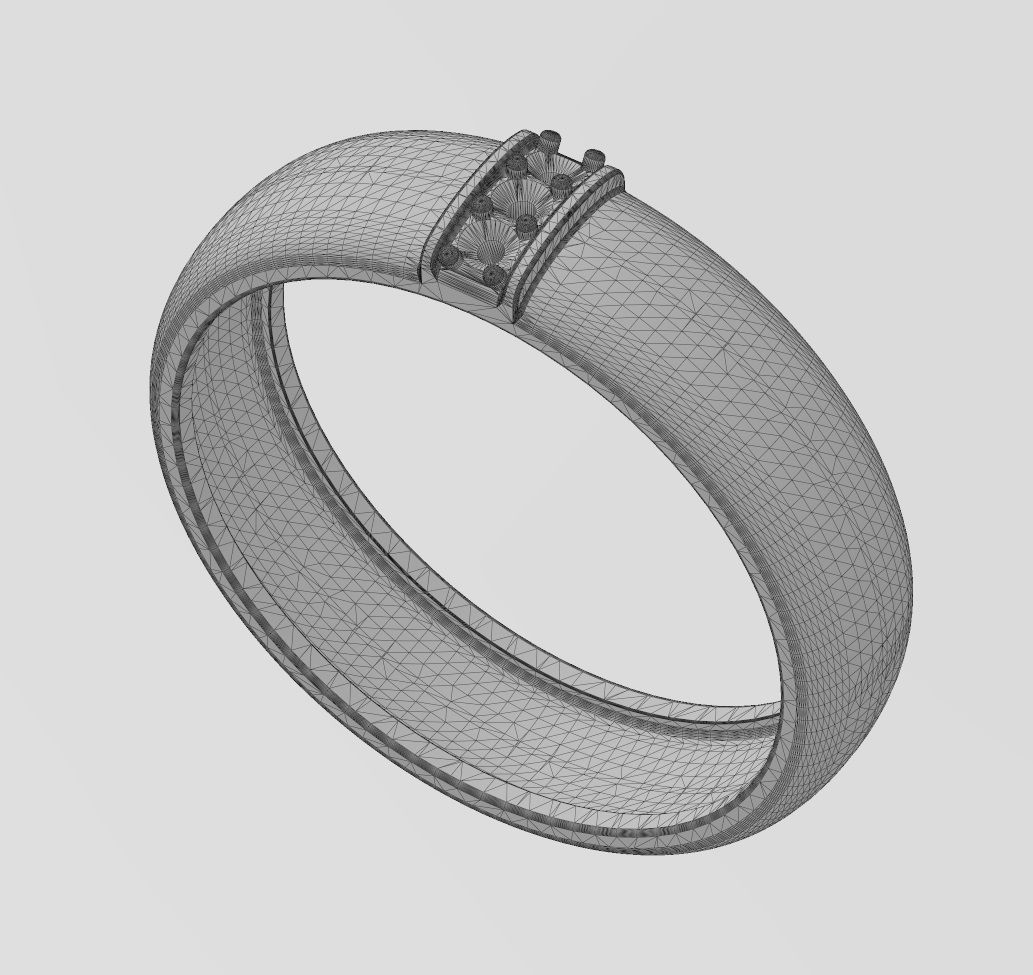 Wide diamond line ring US size 6 7 8 3D print model_14