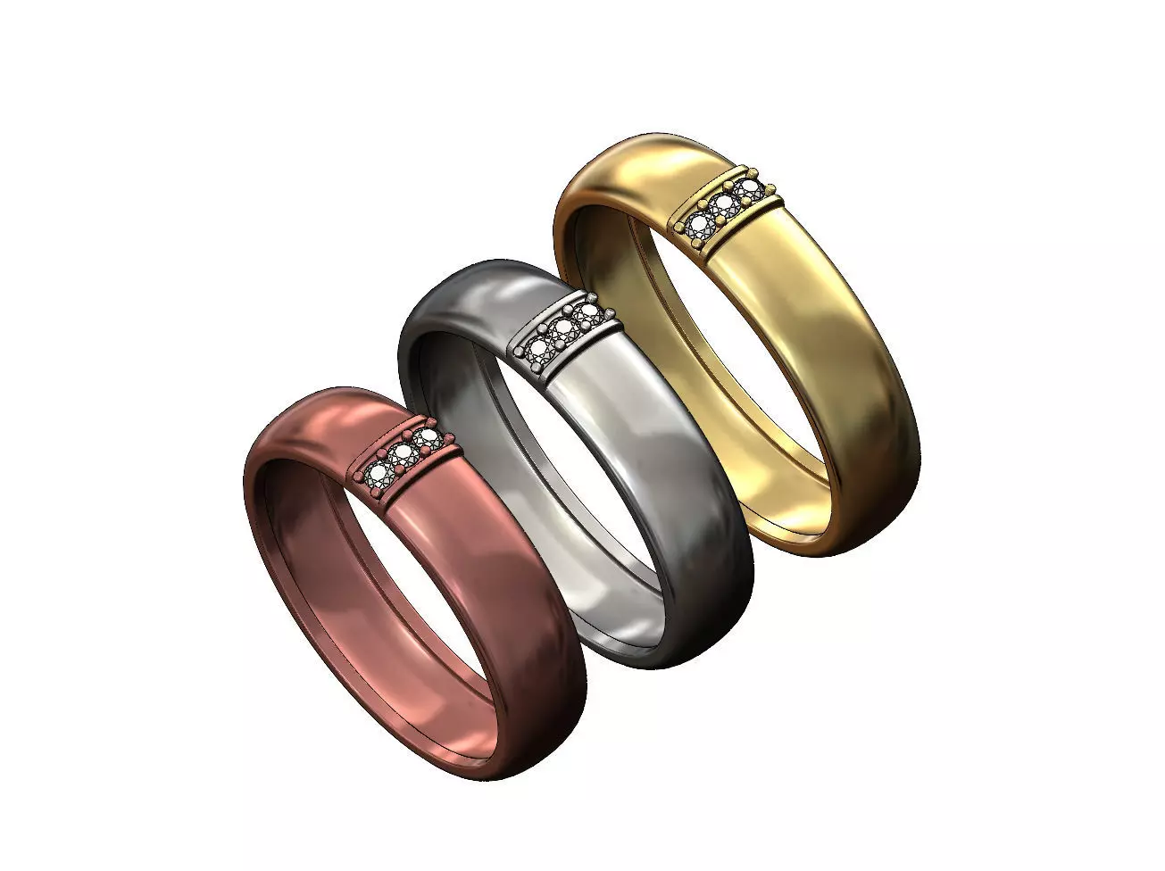 Wide diamond line ring US size 6 7 8 3D print model_0