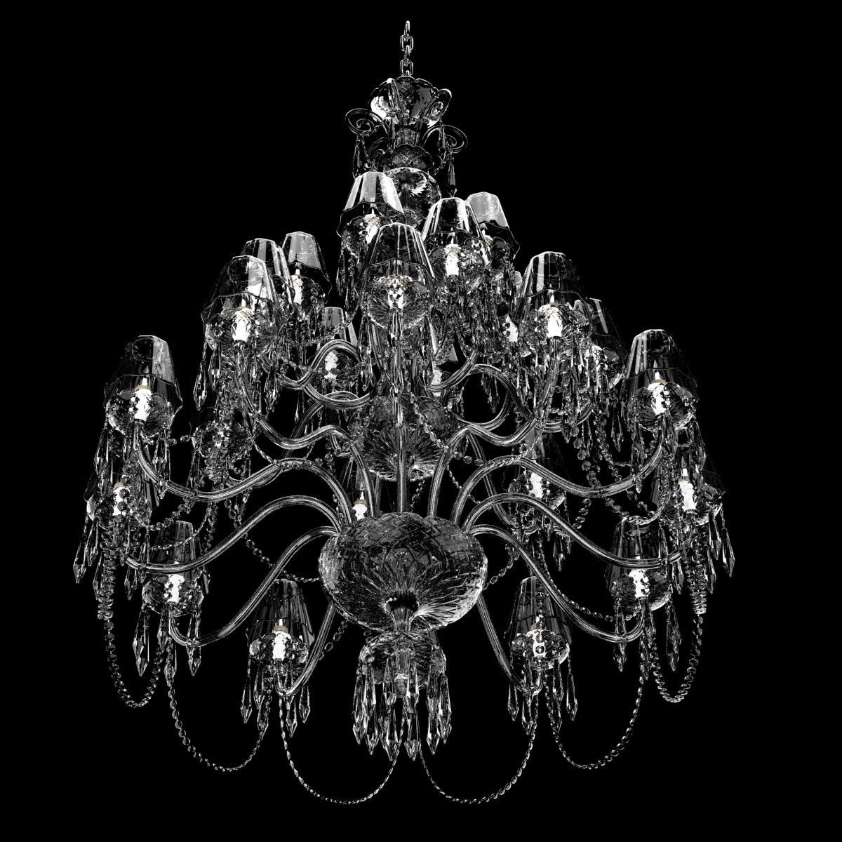 Waterford Ardmore 24-Arm Chandelier with Crystal Shades 3D model_3
