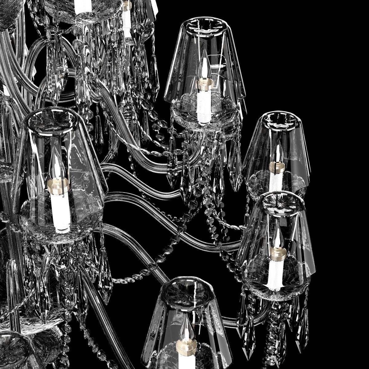 Waterford Ardmore 24-Arm Chandelier with Crystal Shades 3D model_2