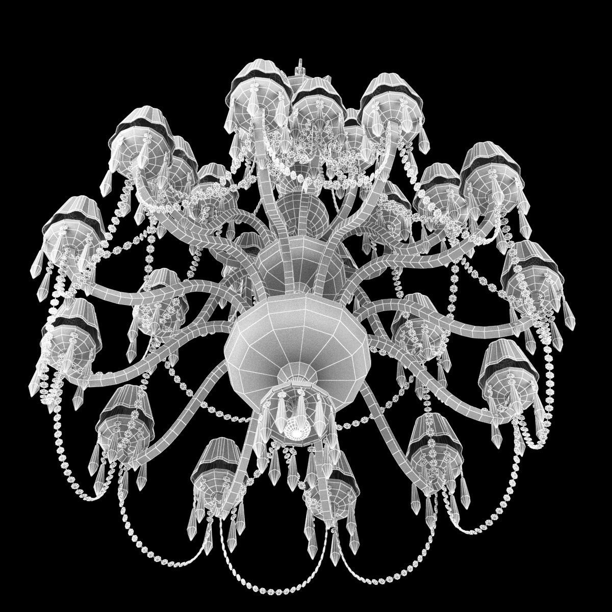 Waterford Ardmore 24-Arm Chandelier with Crystal Shades 3D model_9