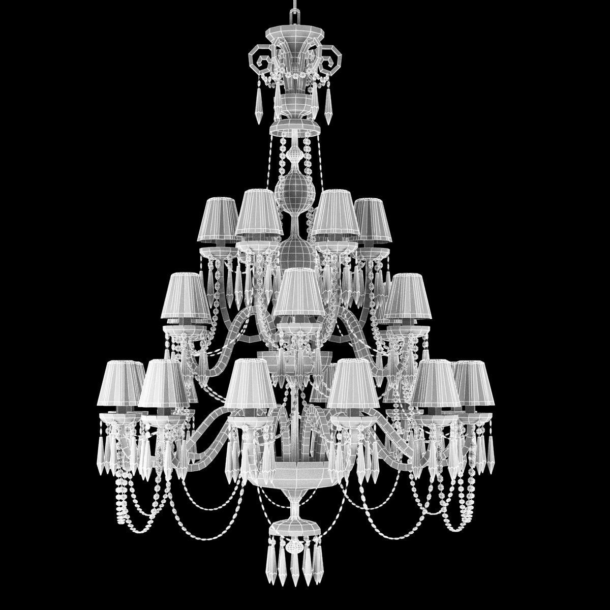 Waterford Ardmore 24-Arm Chandelier with Crystal Shades 3D model_7
