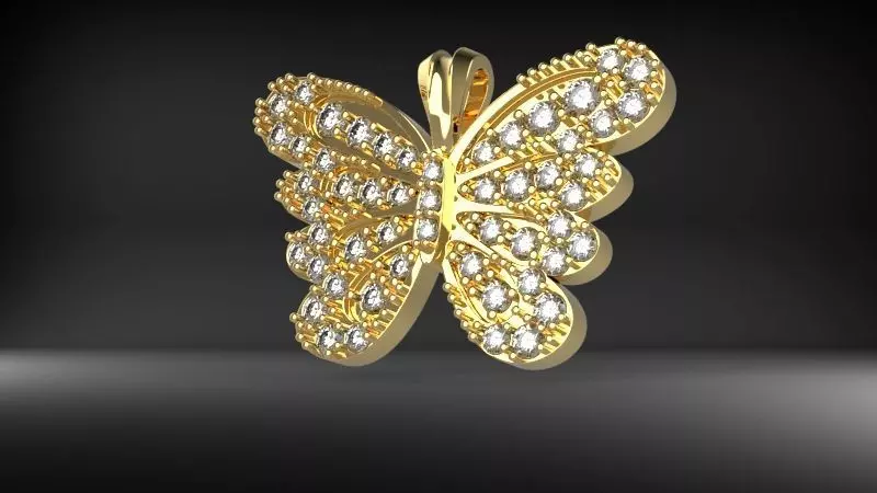 Butterfly pendant 3D print model_0