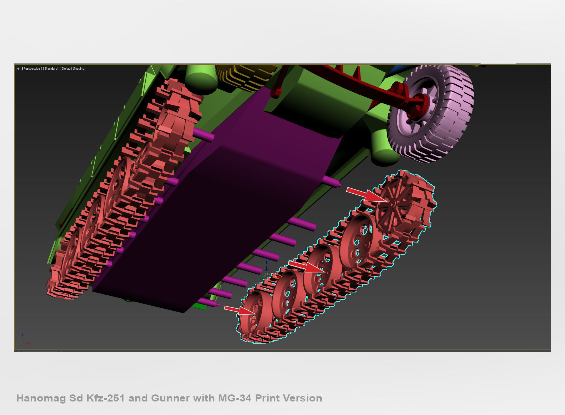 Hanomag Sd Kfz 251 Ausf A and Gunner with MG-34 3D print model_16
