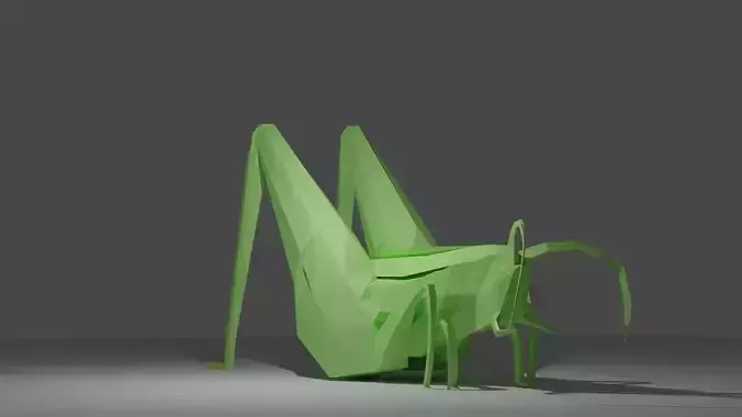 Low Poly Grasshooper origami grasshopper 3D model