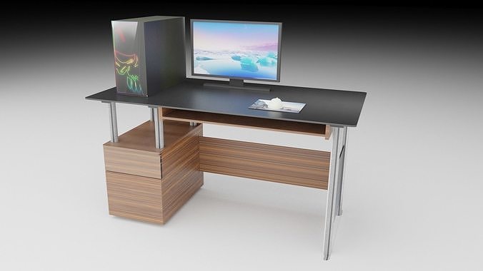 Desktop Computer Low-poly 3D model