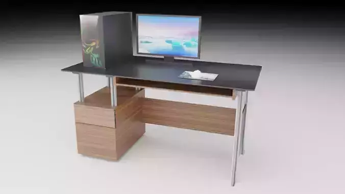 Desktop Computer Low-poly 3D model