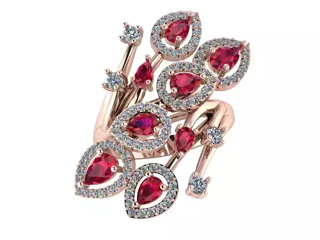 PEAR RUBY AND DIAMOND RING