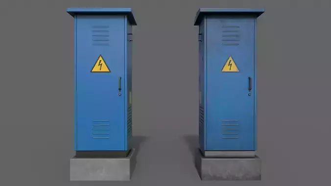 PBR Electric Box Blue V2 Low-poly 3D model