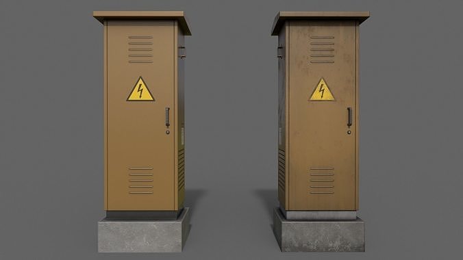 PBR Electric Box Brown V2 Low-poly 3D model