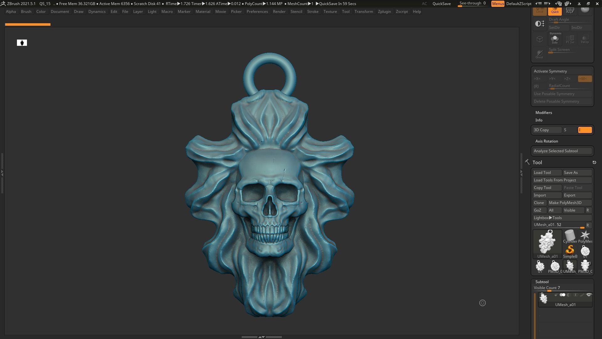 Skull Pendant 07 3d print model 3D print model_14