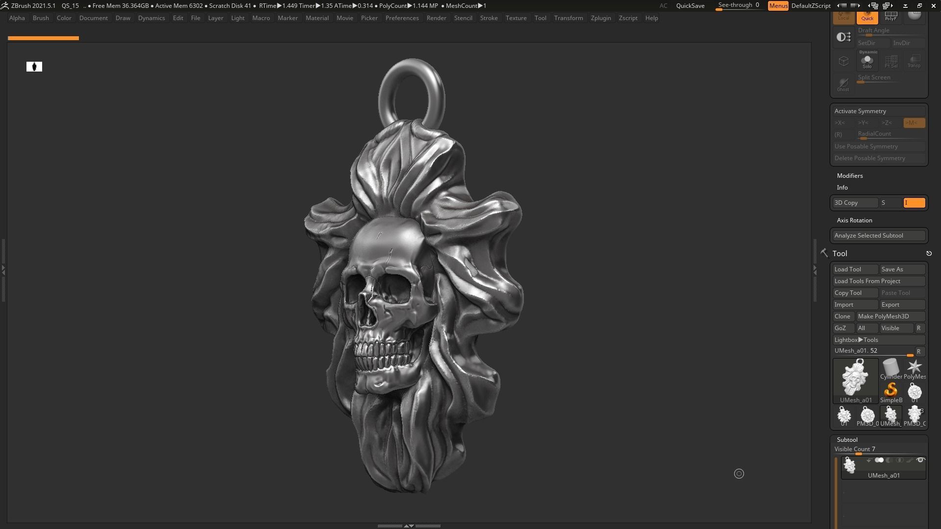 Skull Pendant 07 3d print model 3D print model_12