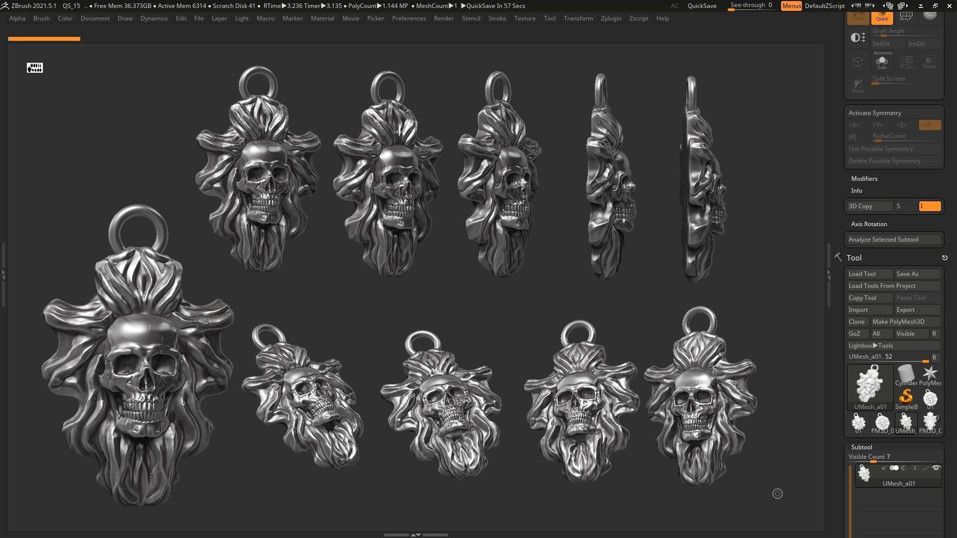 Skull Pendant 07 3d print model 3D print model_4