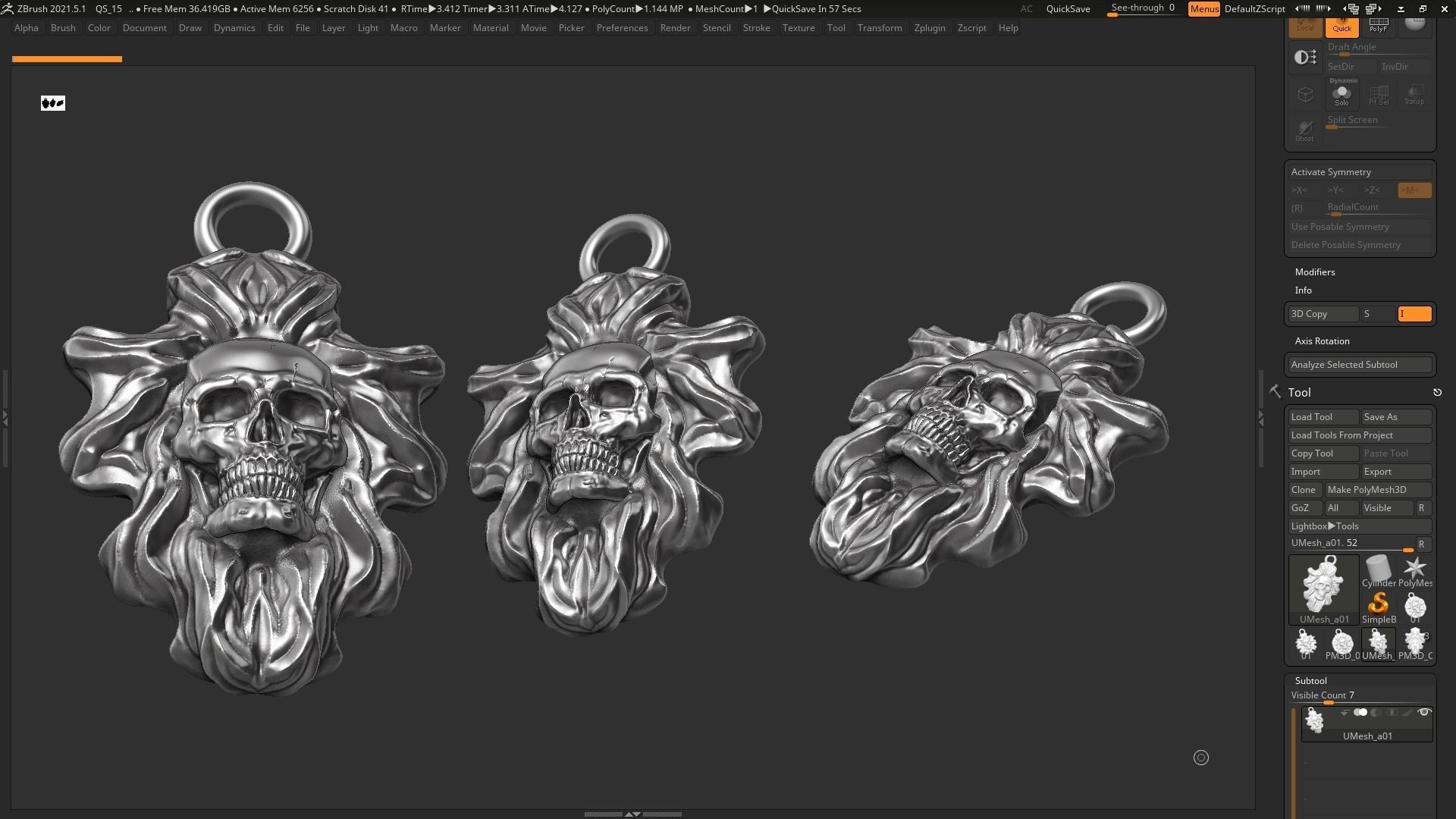 Skull Pendant 07 3d print model 3D print model_3