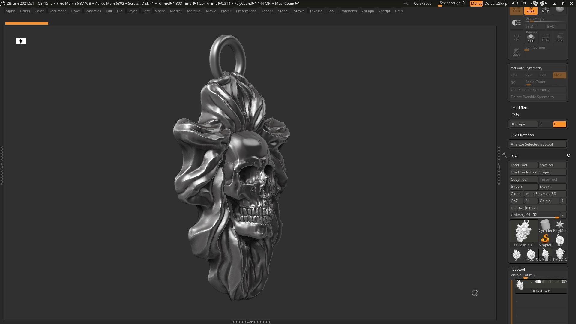 Skull Pendant 07 3d print model 3D print model_8