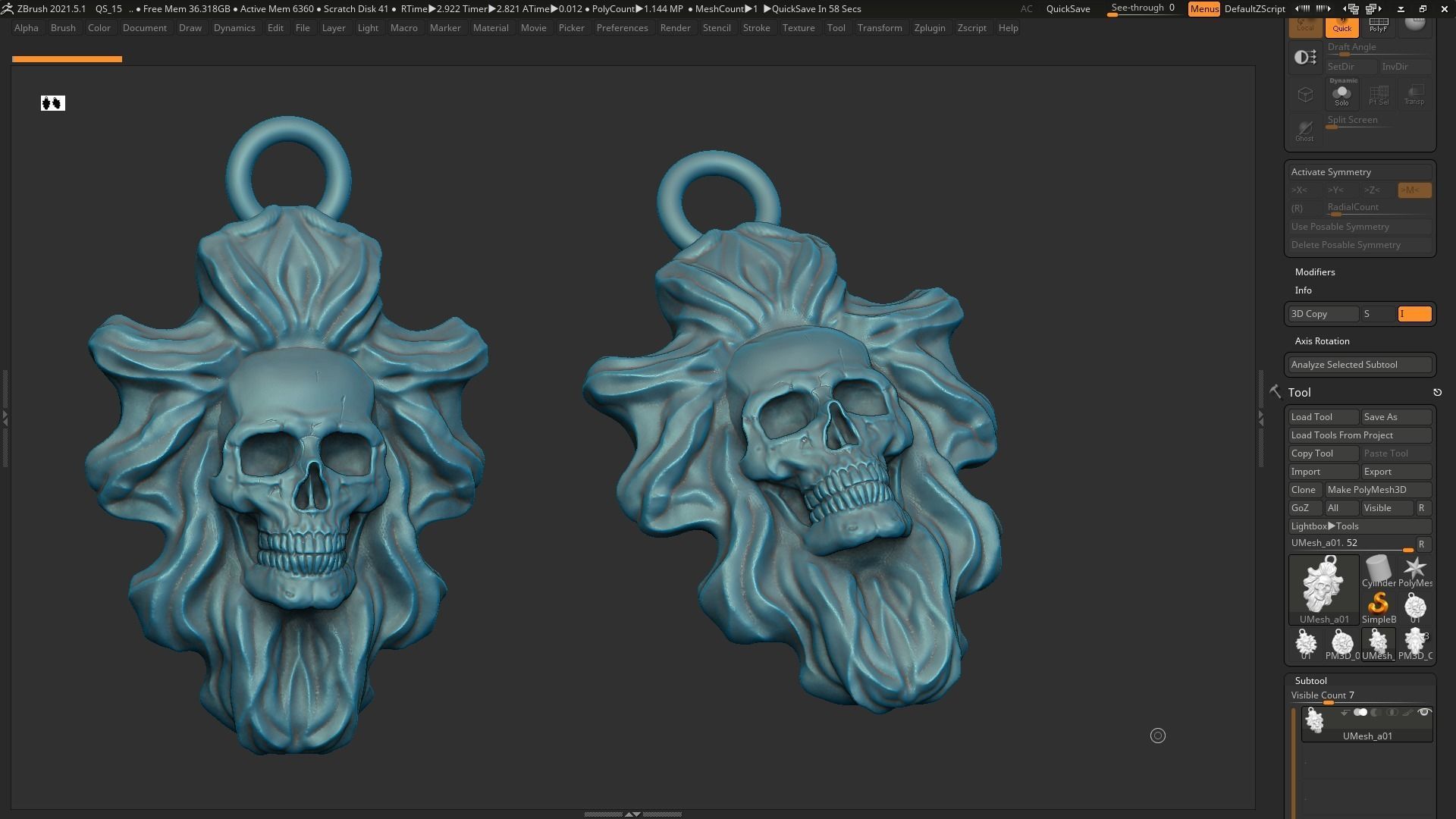 Skull Pendant 07 3d print model 3D print model_11