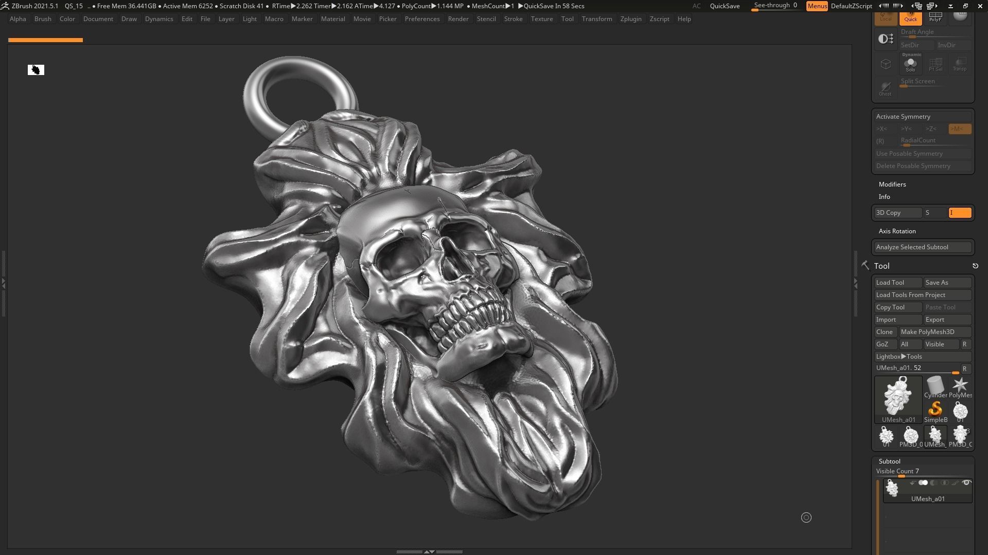 Skull Pendant 07 3d print model 3D print model_1