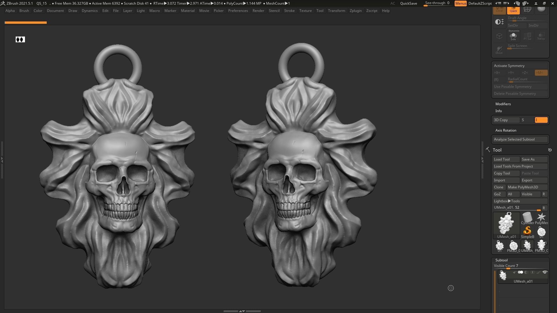 Skull Pendant 07 3d print model 3D print model_10