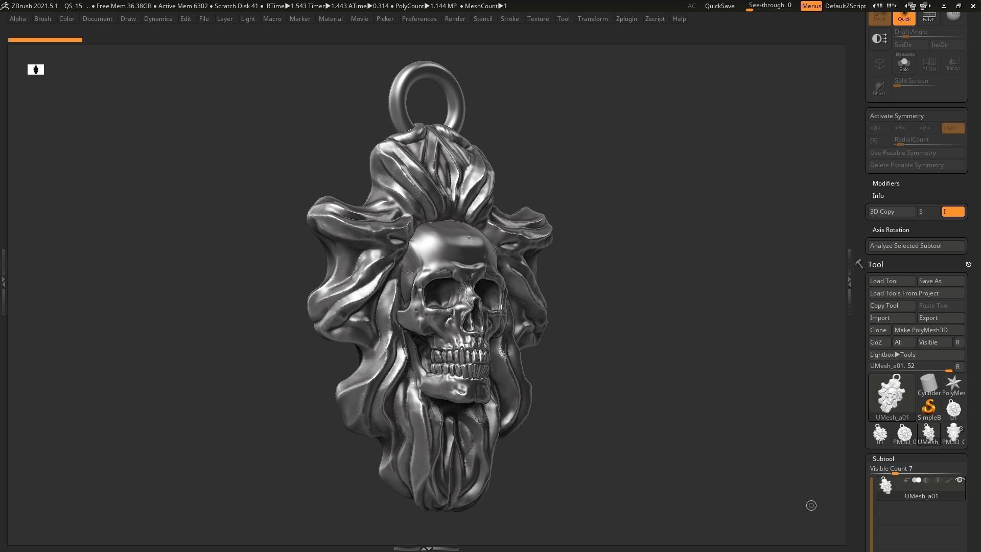 Skull Pendant 07 3d print model 3D print model_5