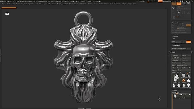 Skull Pendant 07 3d print model 3D print model