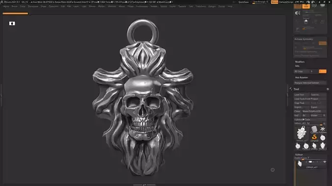 Skull Pendant 07 3d print model 3D print model