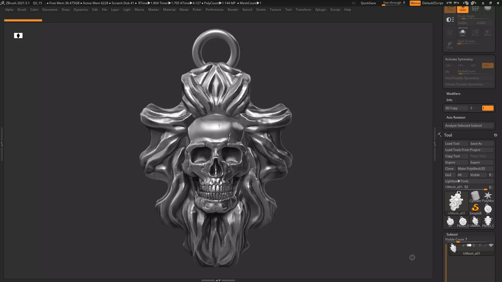 Skull Pendant 07 3d print model 3D print model_0