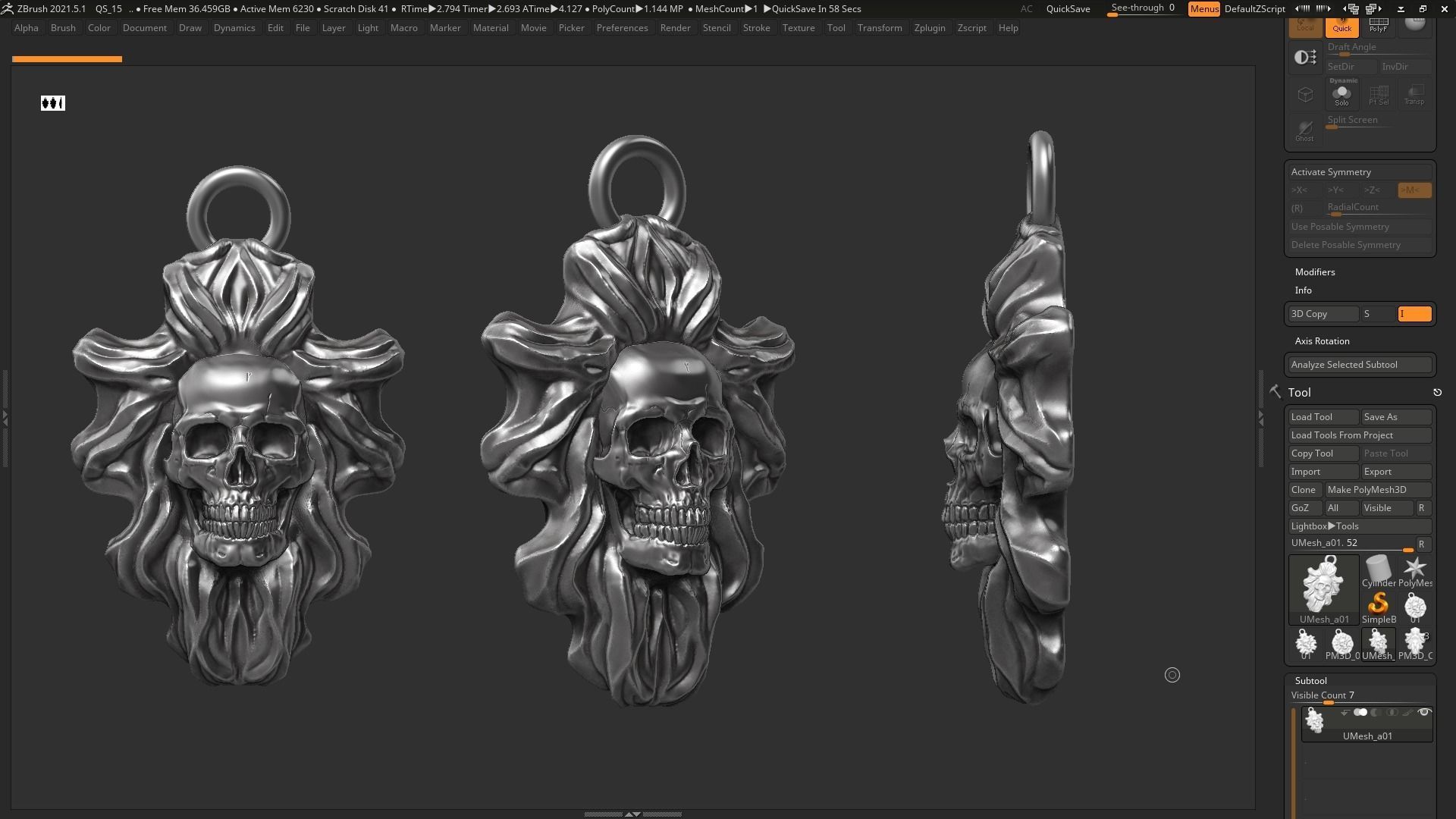 Skull Pendant 07 3d print model 3D print model_2