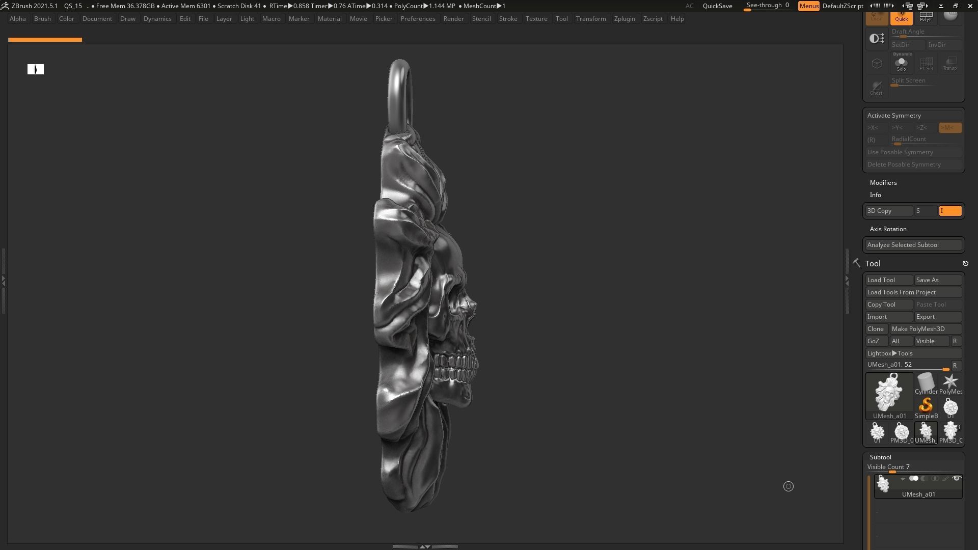 Skull Pendant 07 3d print model 3D print model_7