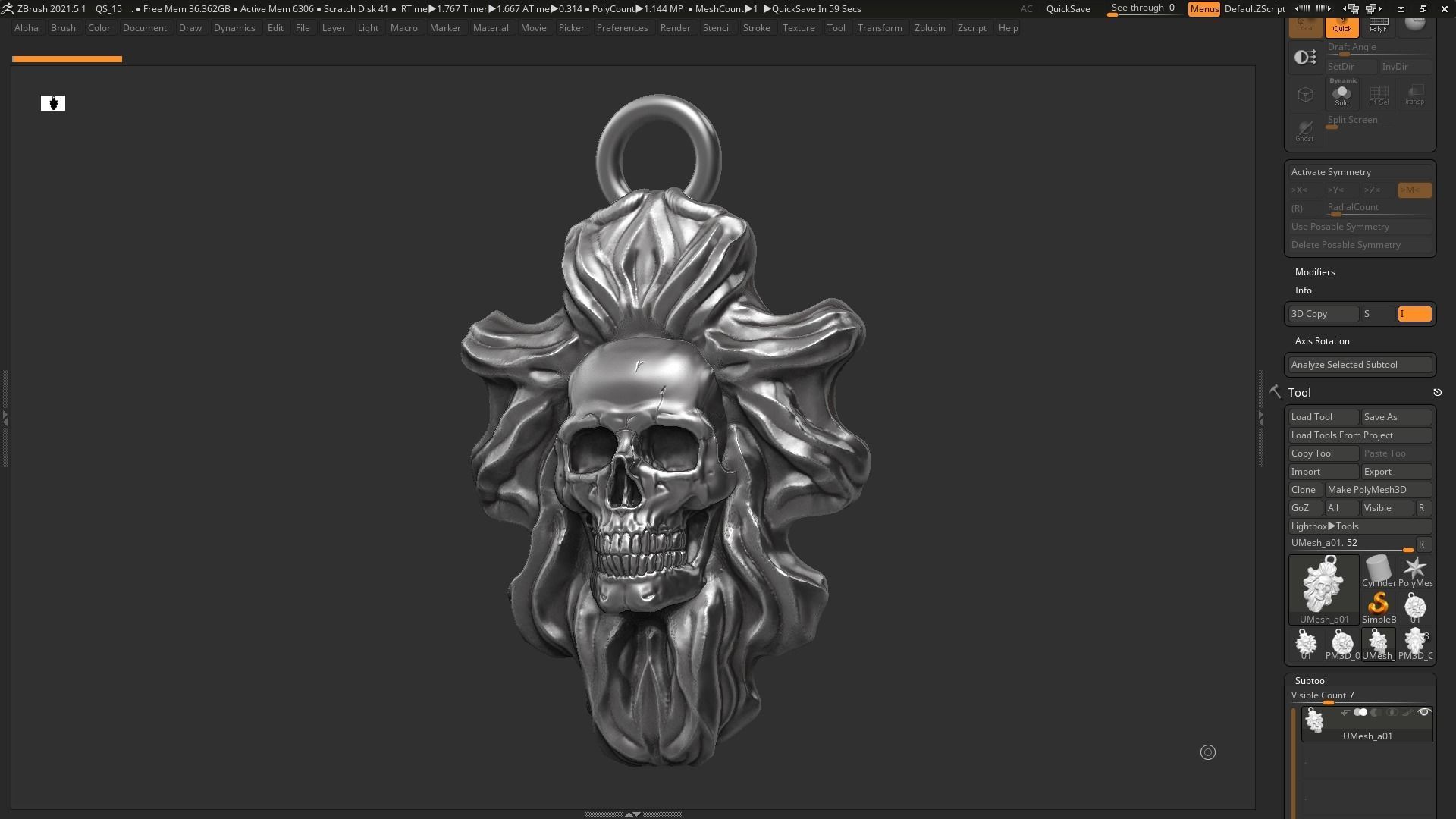 Skull Pendant 07 3d print model 3D print model_9