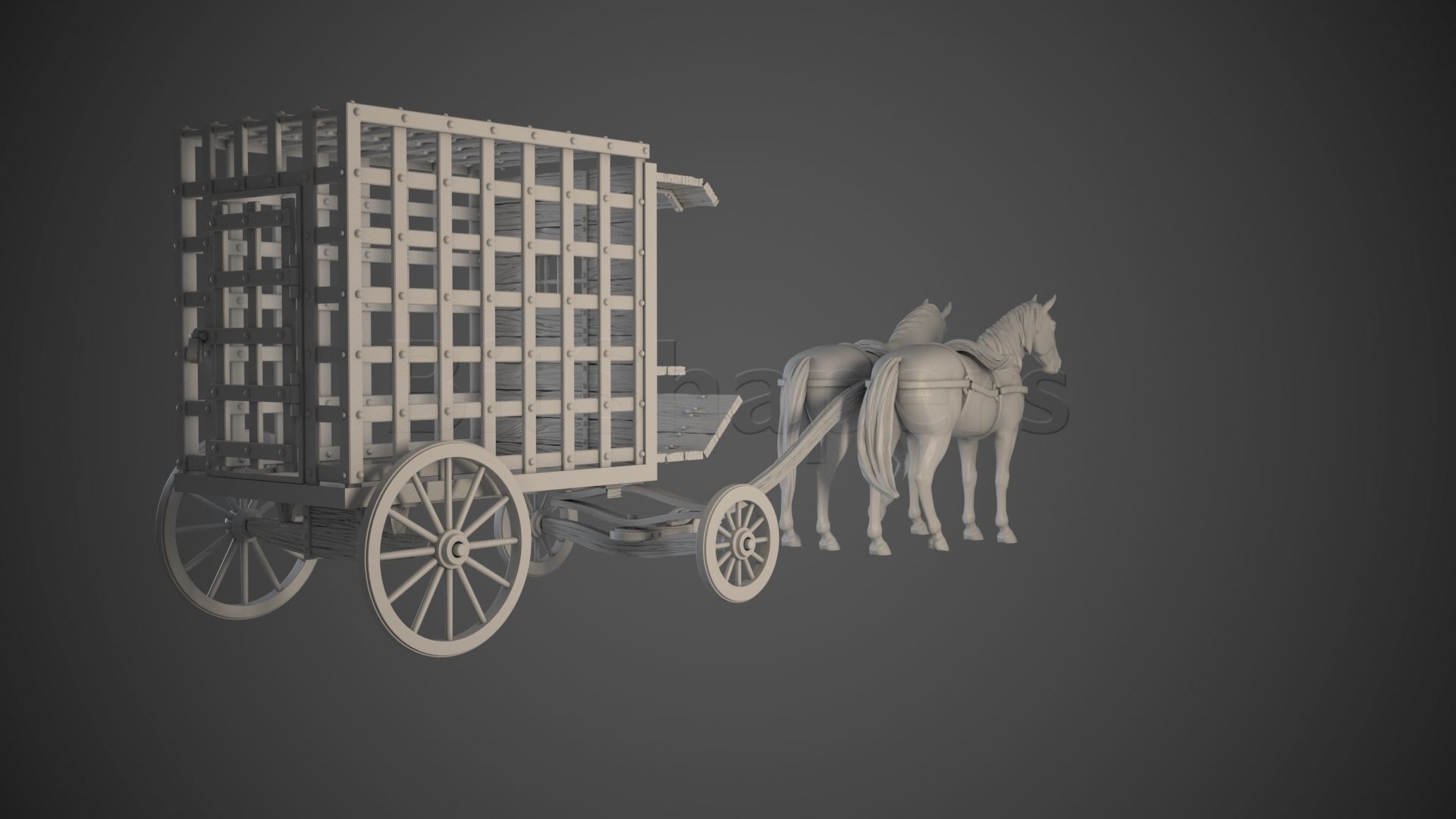 Jail Wagon with Slaves 3D print model_3