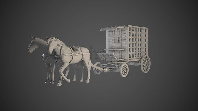 Jail Wagon with Slaves 3D print model