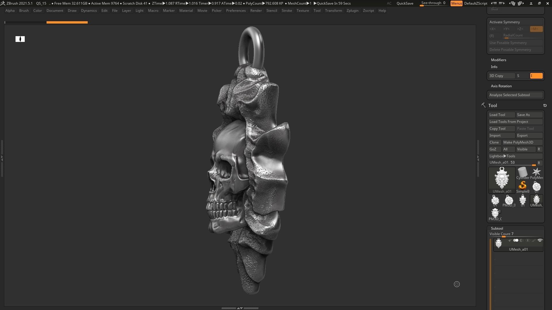 Skull Pendant 3d print model 08 3D print model_7